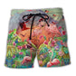 Flamingo World Tropical Leaf Beach Shorts For Oceanfront Weekends And Lightweight Summer Style