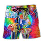 Rainbow Elephant Family Beach Shorts For Casual Day Trips And Lightweight Summer Style