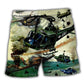 Combat Helicopter Battle Beach Shorts For Holiday Cruises And Comfortable Daily Wear
