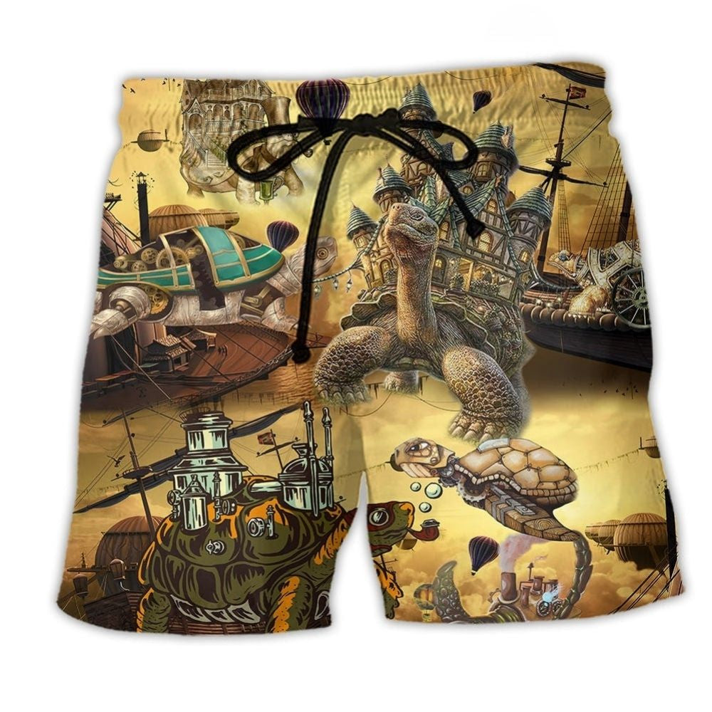 Vintage Turtle House Ship Beach Shorts For Weekend Escapes And Easy Warm Weather Wear