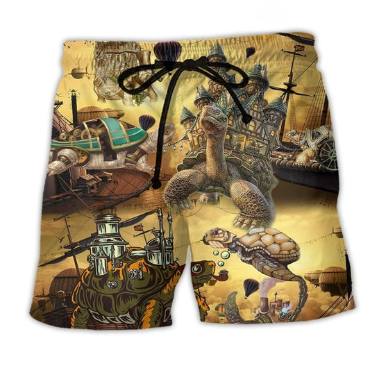 Vintage Turtle House Ship Beach Shorts For Weekend Escapes And Easy Warm Weather Wear