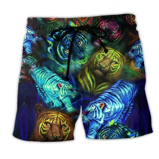 Neon Tiger Beach Shorts For Seaside Travel And Laid Back Daily Wear