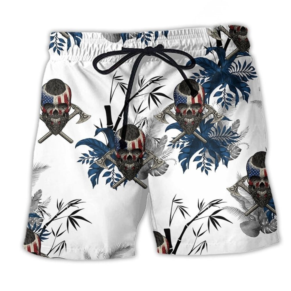 Viking Skull Victory Beach Shorts For Coastal Road Trips And Distinctive Seasonal Style
