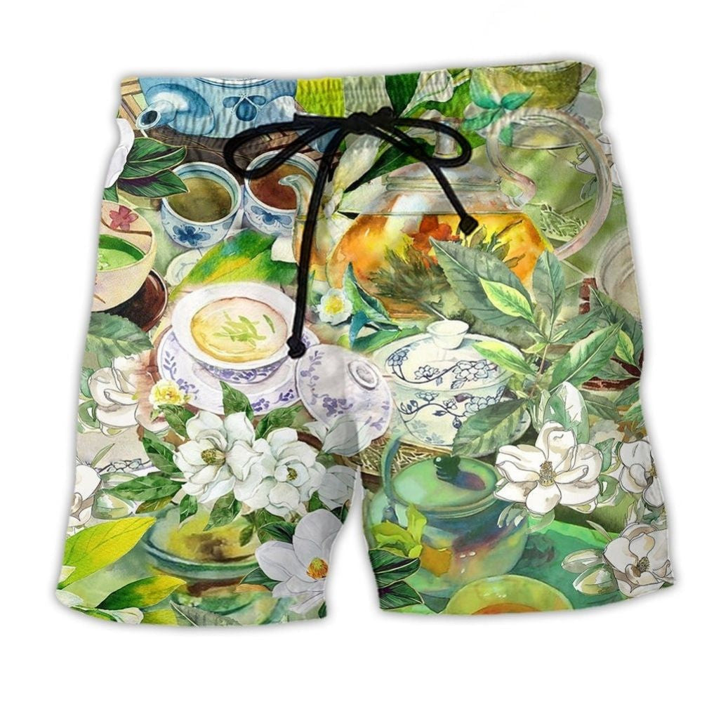 Tea Ritual Beach Shorts For Tropical Holidays And Warm Weather Wardrobe