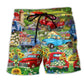 Floral Pickup Truck Beach Shorts For Oceanfront Weekends And Weekend Casual Style