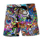 Colorful Skull Abstract Beach Shorts For Coastal Adventures And Leisure And Relaxation