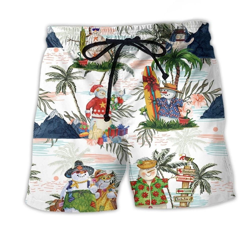 Summer Snowman Hawaii Beach Shorts For Outdoor Adventures And Distinctive Seasonal Style
