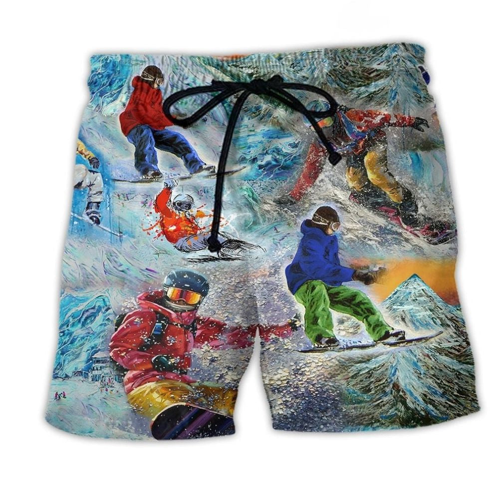 Snowboarding Adventure Beach Shorts For Resort Days And Memorable Gift Ideas