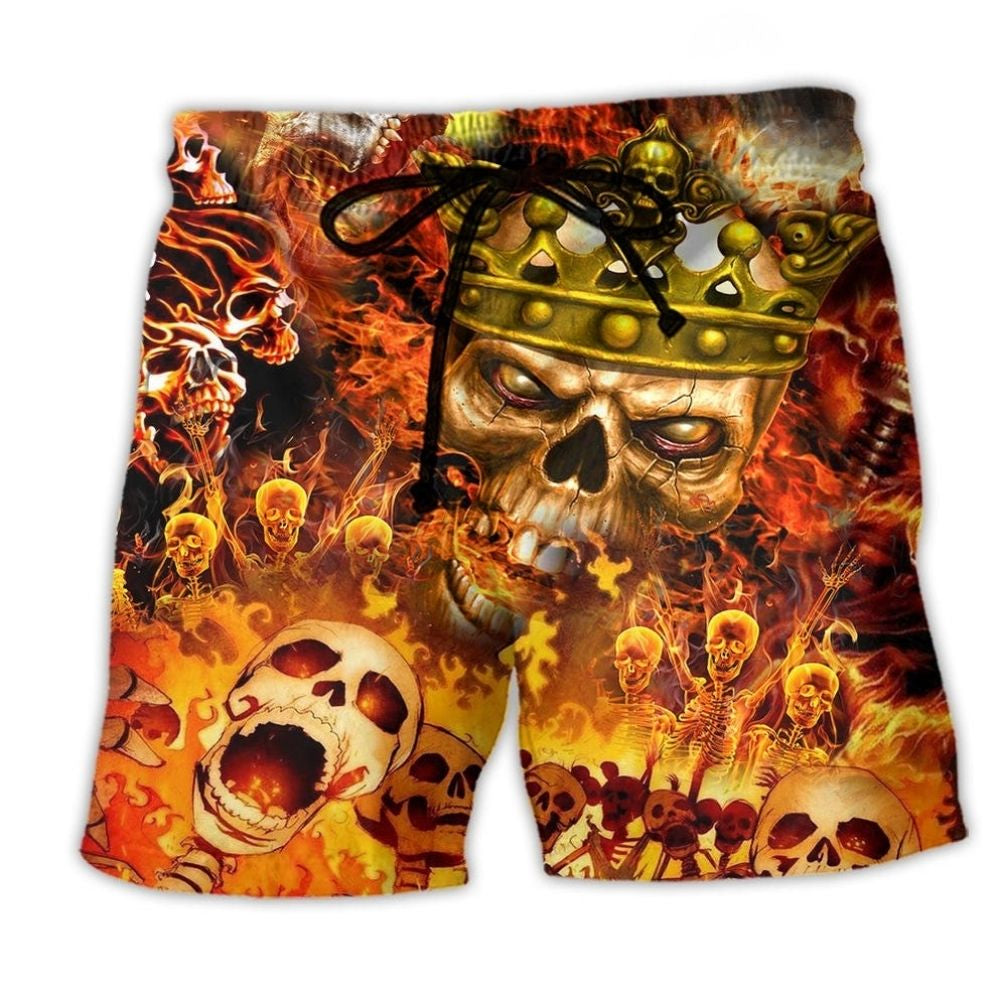 Flaming Skull King Fierce Beach Shorts For Poolside Relaxation And Warm Weather Wardrobe