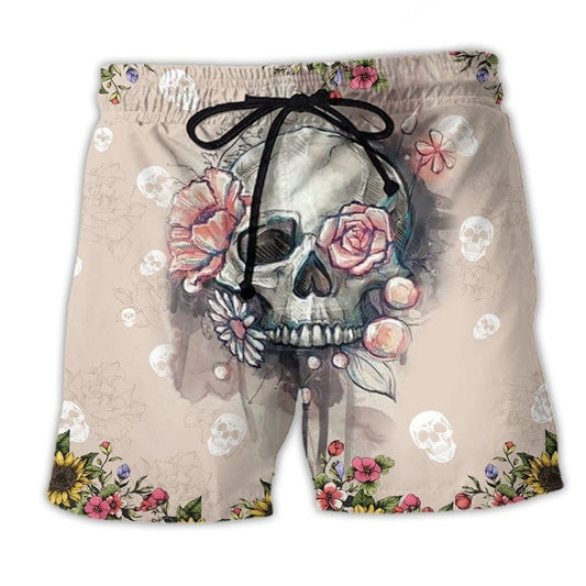 Skull Floral Lifestyle Beach Shorts For Resort Days And Travel Ready Comfort