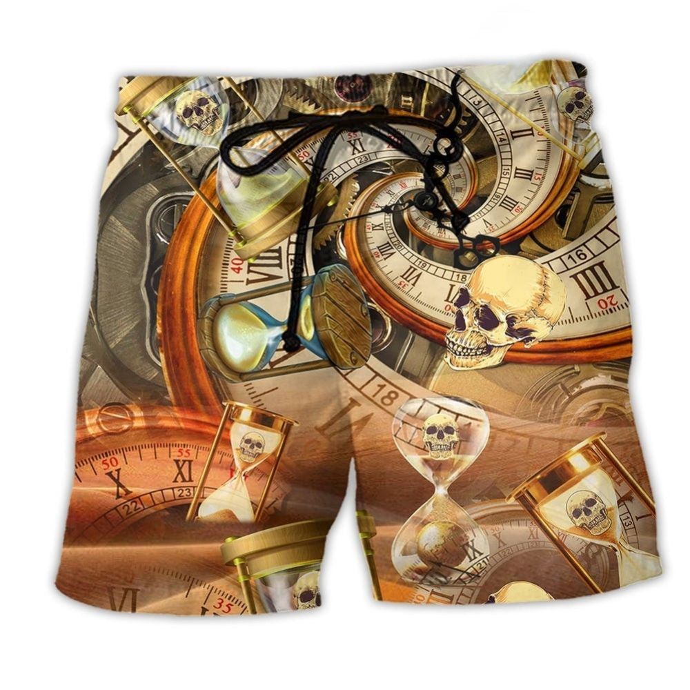 Skull Value Watch Symbol Beach Shorts For Coastal Road Trips And Vacation Ready Style