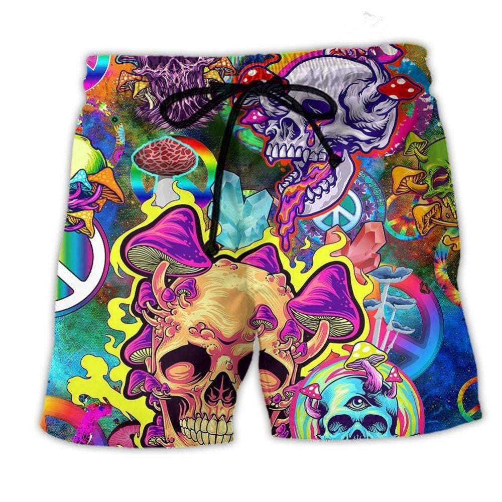 Rainbow Smile Skull Vibrant Beach Shorts For Warm Weather Outings And Comfortable Daily Wear