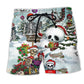Christmas Skull Snow Holiday Beach Shorts For Relaxed Shoreline Days And Weekend Casual Style
