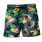 Shark Tropical Leaf Summer Beach Shorts For Coastal Road Trips And Bright Summer Outfits