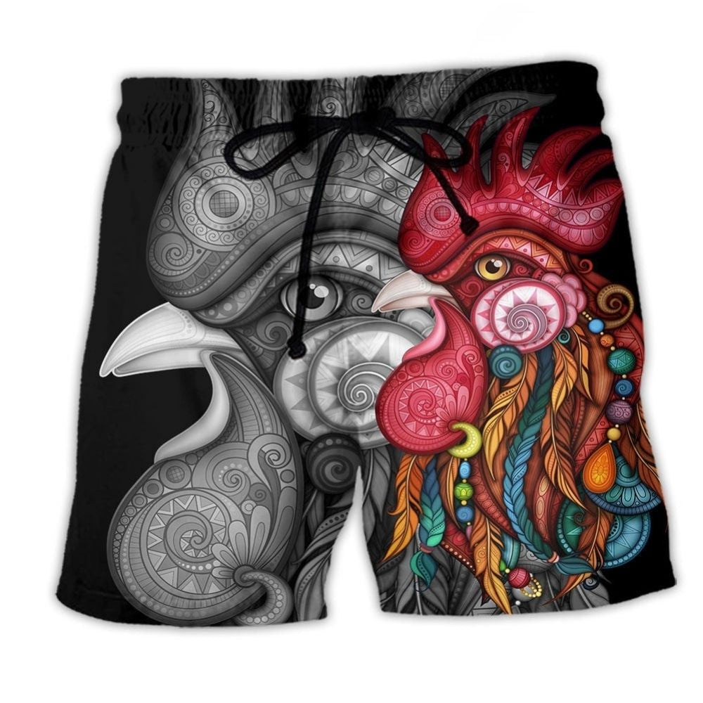 Rooster Black Color Beach Shorts For Vacation Travel And Lightweight Summer Style