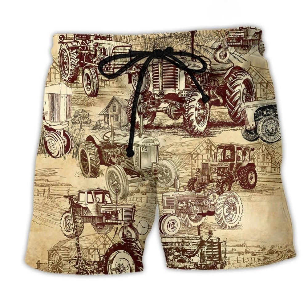 Tractor Farmer Work Beach Shorts For Island Escapes And Casual Outdoor Comfort