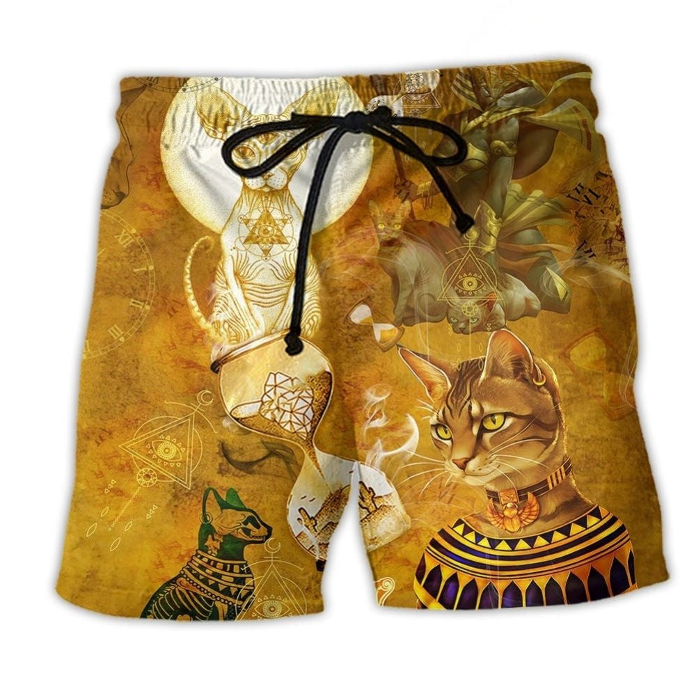 Egyptian Cat Mythic Beach Shorts For Resort Days And Vacation Ready Style