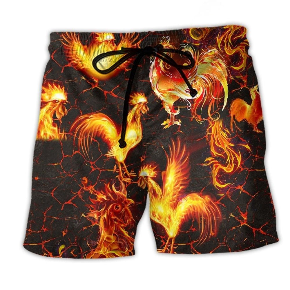 Fire Chicken Beach Shorts For Resort Getaways And Travel Ready Comfort