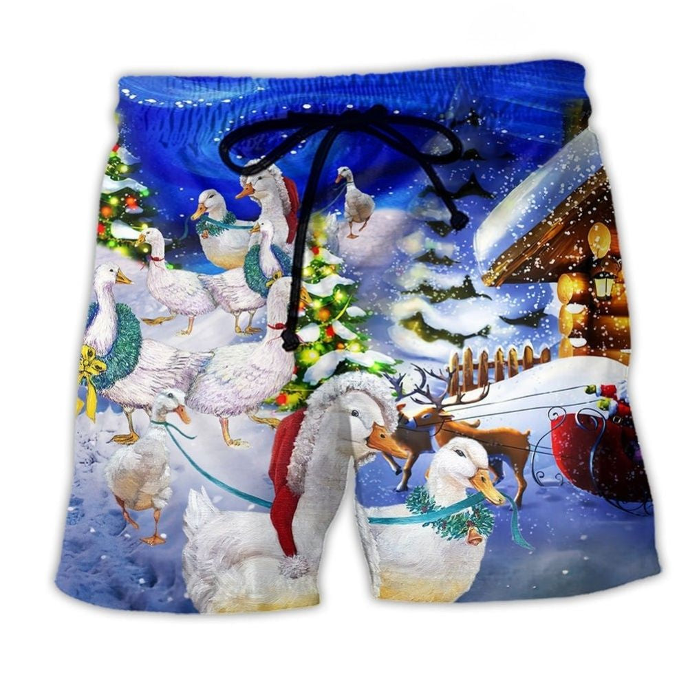 Christmas Duck Holiday Light Beach Shorts For Island Escapes And Memorable Gift Ideas