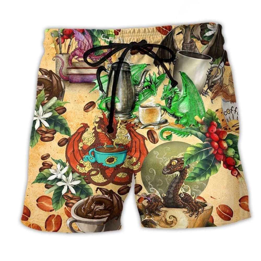 Dragon Coffee Beach Shorts For Weekend Escapes And Bright Summer Outfits