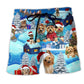 Yorkshire Dog Snowy Christmas Beach Shorts For Vacation Travel And Relaxed Casual Style