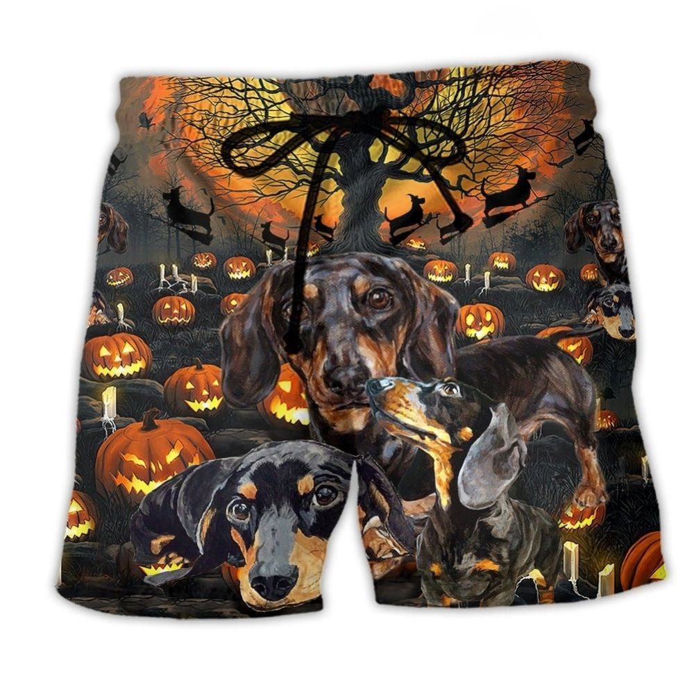 Dark Dachshund Beach Shorts For Poolside Relaxation And Vacation Ready Style