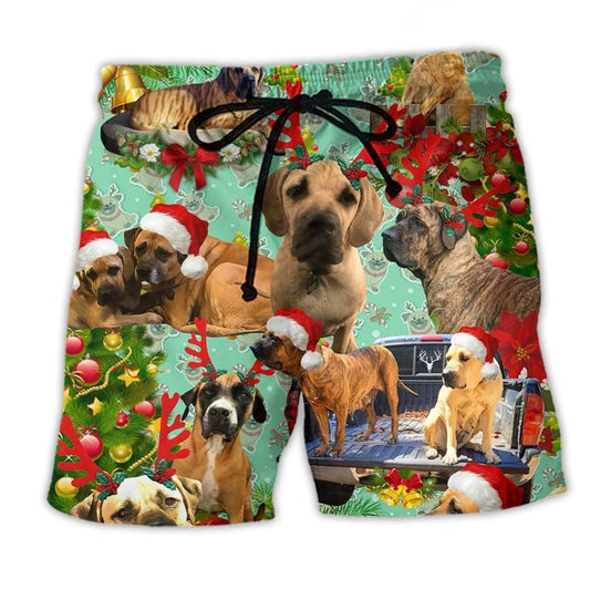 Cute Dog Merry Christmas Beach Shorts For Sunny Day Getaways And Leisure And Relaxation