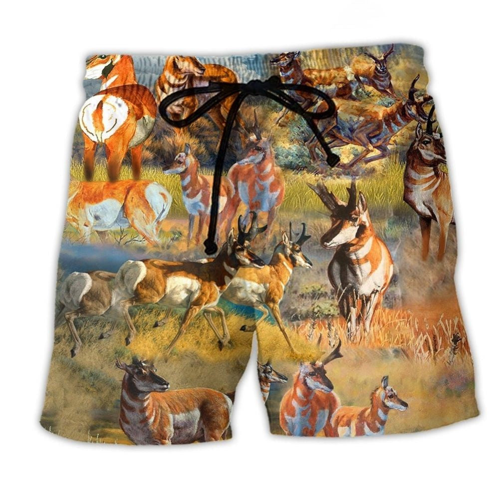 Deer Buck Field Beach Shorts For Summer Vacations And Flexible Everyday Wear