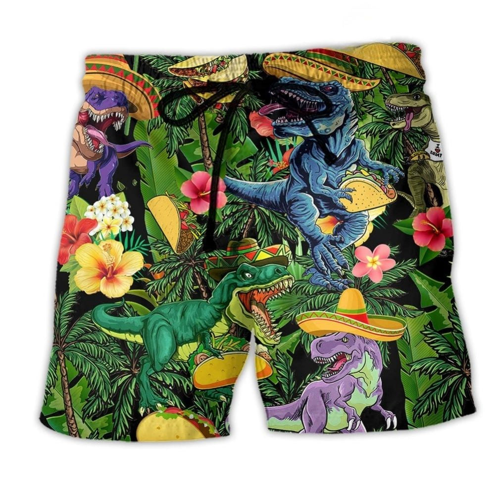 Dinosaur Taco Light Color Beach Shorts For Resort Getaways And Travel Ready Comfort