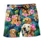 Golden Retriever Flower Hug Beach Shorts For Seaside Travel And Easygoing Coastal Style
