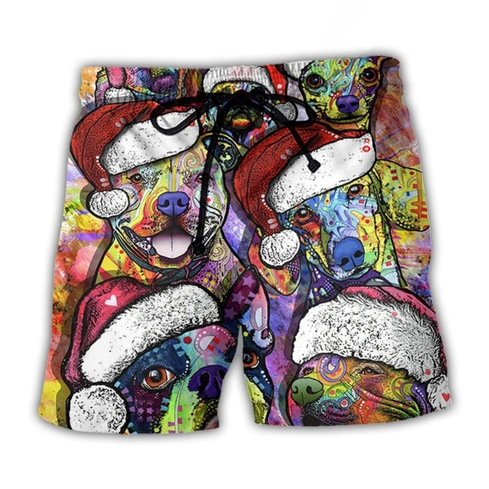 Christmas Dog Colorful Beach Shorts For Poolside Relaxation And Weekend Casual Style
