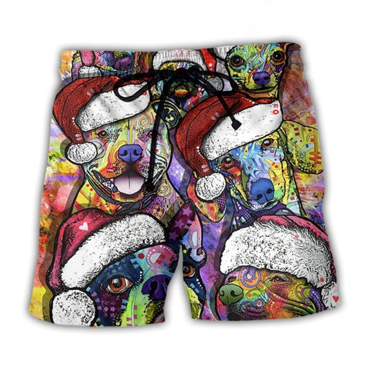 Christmas Dog Colorful Beach Shorts For Poolside Relaxation And Weekend Casual Style