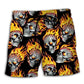 Flaming Skull Fire Beach Shorts For Resort Getaways And Bright Summer Outfits