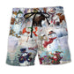 Winter Snowman World Of Snow Beach Shorts Artwork Detail For Comfortable Everyday Summer Wear