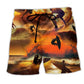 Surfing Is My Therapy Sunset Beach Shorts Artwork Detail For Tropical Travel And Everyday Wear