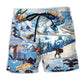 Snowboarding Cold Weather Mountain Beach Shorts Pattern View For Resort Days And Outdoor Activities