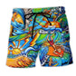 Happy Surfing Colorful Wave Beach Shorts Design View For Comfortable Resort And Beach Styling