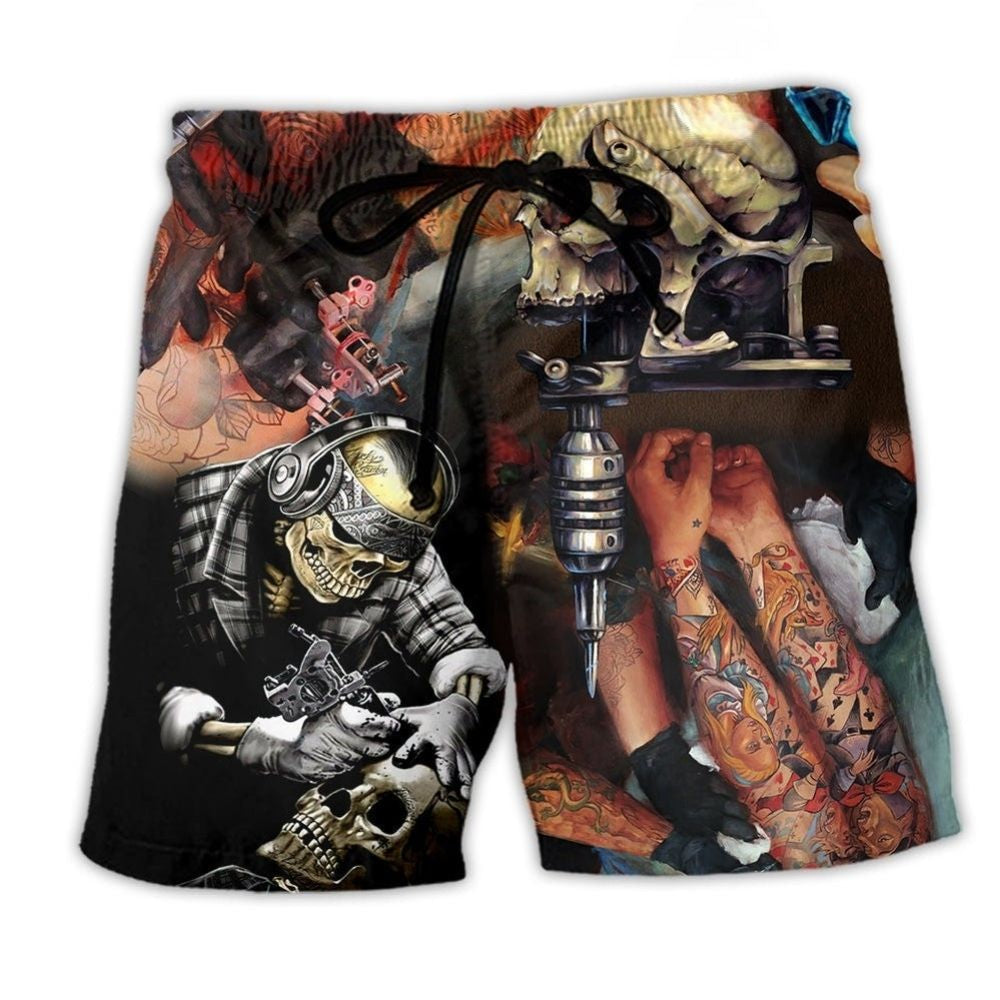 Tattoo Artist Bold Statement Typography Beach Shorts Print Detail For Beach Activities And Vacation Wear