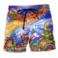 Funny Native Style Christmas Night Beach Shorts Design Detail For Casual Warm Weather Outfits