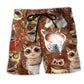Owl Coffee Love Cozy Beach Shorts Print Detail For Beach Activities And Vacation Wear