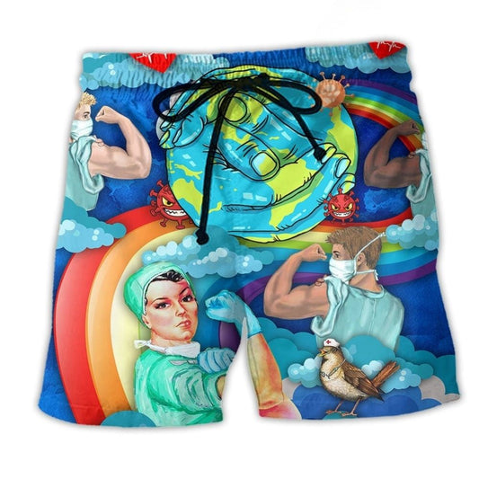 Nurse Strength Survivor Angel Quote Beach Shorts Print Detail For Beach Activities And Vacation Wear