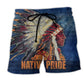 Native Pride Love And Peace Beach Shorts Pattern Detail For Relaxed Warm Weather Outfits