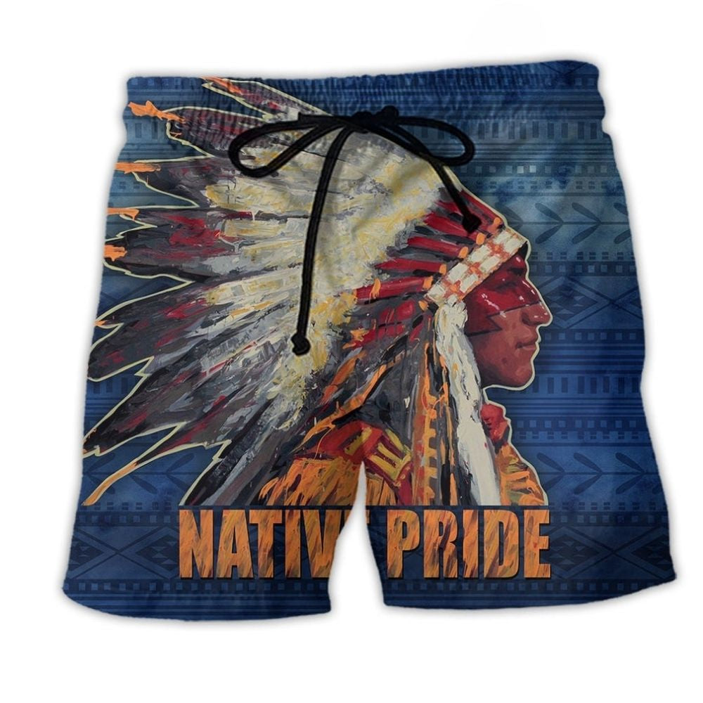 Native Pride Love And Peace Beach Shorts Pattern Detail For Relaxed Warm Weather Outfits