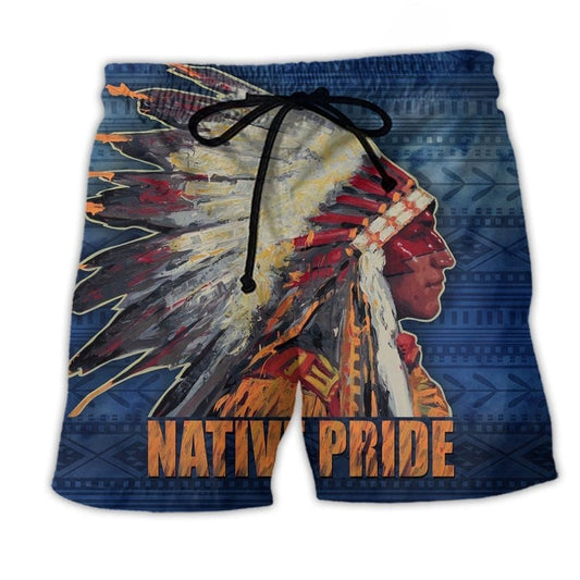 Native Pride Love And Peace Beach Shorts Pattern Detail For Relaxed Warm Weather Outfits