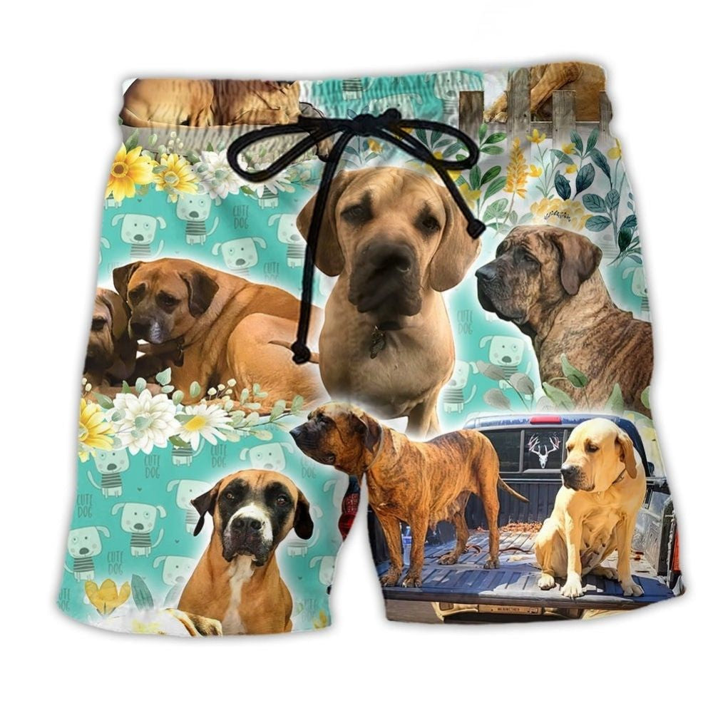 Dog Love Floral Beach Shorts Design View For Poolside Relaxation And Holiday Trips