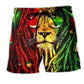 Lion Jamaica Inspired Red Color Beach Shorts Design View For Summer Events And Coastal Getaways