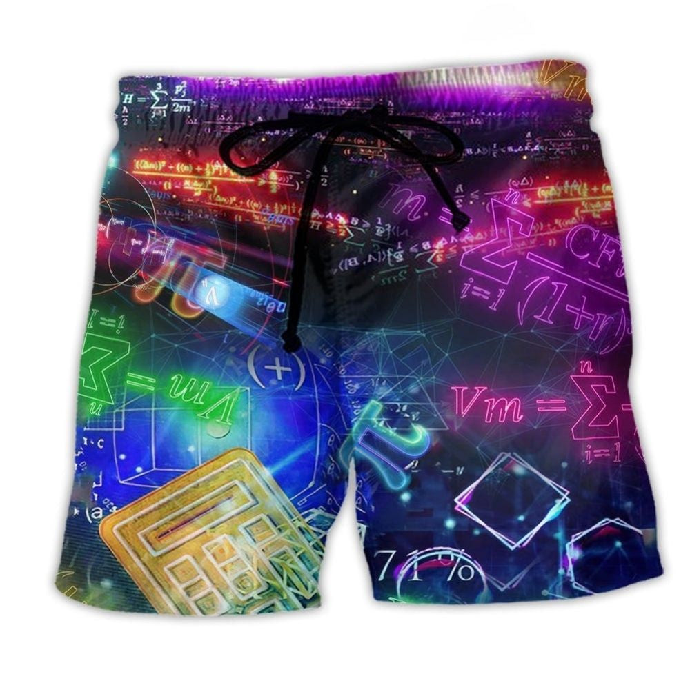 Math Makes Life Better Colorful Beach Shorts Artwork Detail For Comfortable Everyday Summer Wear