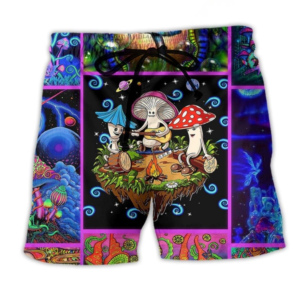 Forest Mushroom Soul Searching Quote Beach Shorts For Tropical Getaways And Weekend Adventures