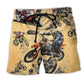 Retro Motorcycle Racing Cool Beach Shorts Artwork View For Seaside Trips And Casual Style