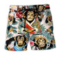 Smiling Monkey Fun Positive Beach Shorts Print Detail For Beach Activities And Vacation Wear